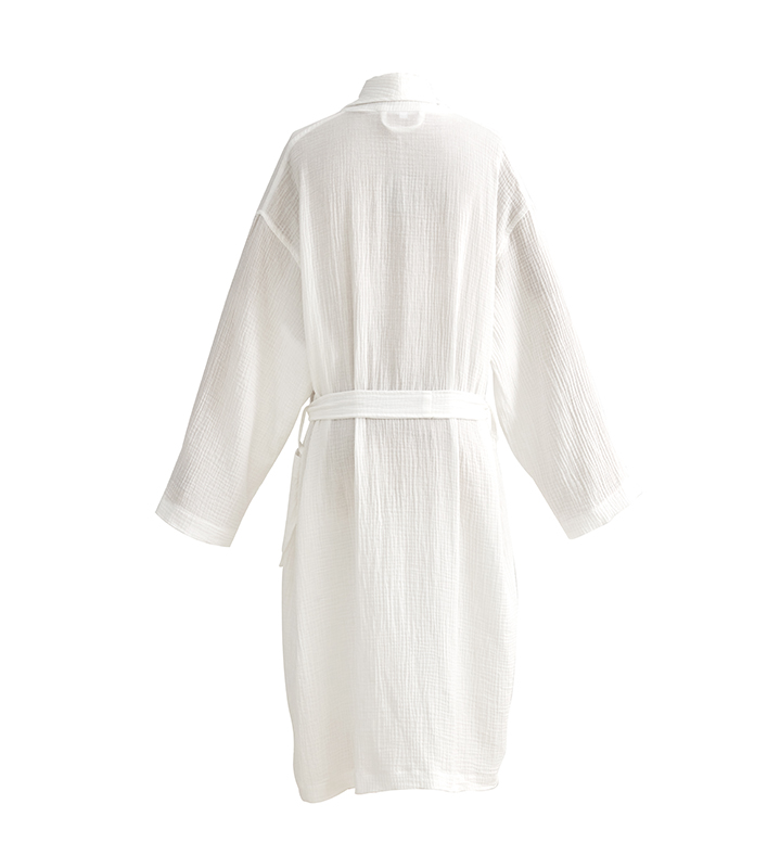 Hotelový župan s dvojvrstvovým šatkovým golierom z gázovej bavlny Hotelový župan s dvojvrstvovým šatkovým golierom z gázovej bavlny