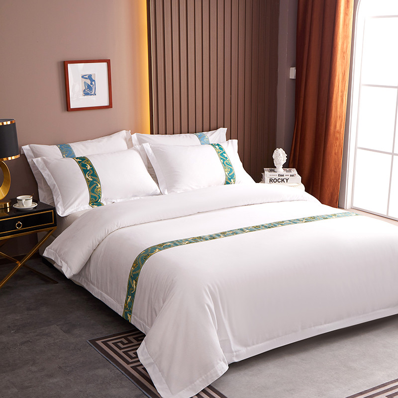 Dekorácia so žakárovou páskou prispôsobená 60S bavlnená hotelová posteľná bielizeň Dekorácia so žakárovou páskou prispôsobená 60S bavlnená hotelová posteľná bielizeň