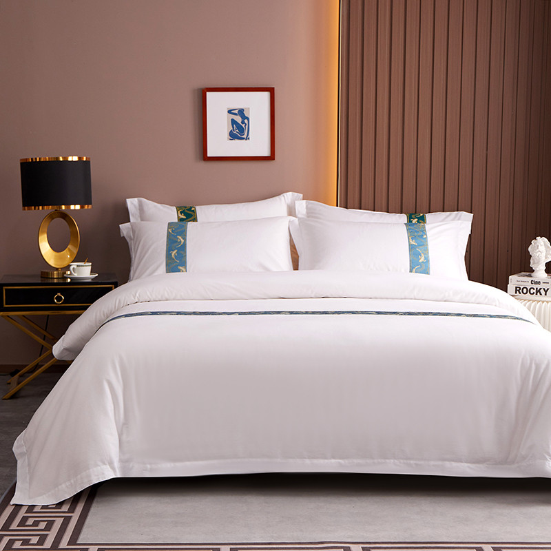 Dekorácia so žakárovou páskou prispôsobená 60S bavlnená hotelová posteľná bielizeň Dekorácia so žakárovou páskou prispôsobená 60S bavlnená hotelová posteľná bielizeň