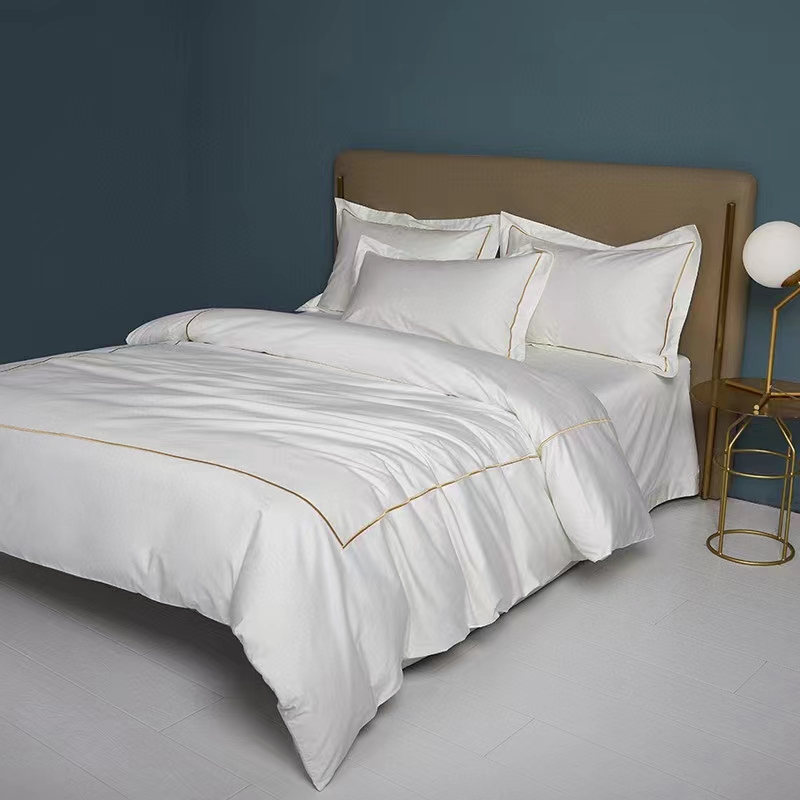 Jednoriadkové vyšívanie 100 % bavlna Biela 300TC Súprava posteľných obliečok na prikrývku Jednoriadkové vyšívanie 100 % bavlna Biela 300TC Súprava posteľných obliečok na prikrývku