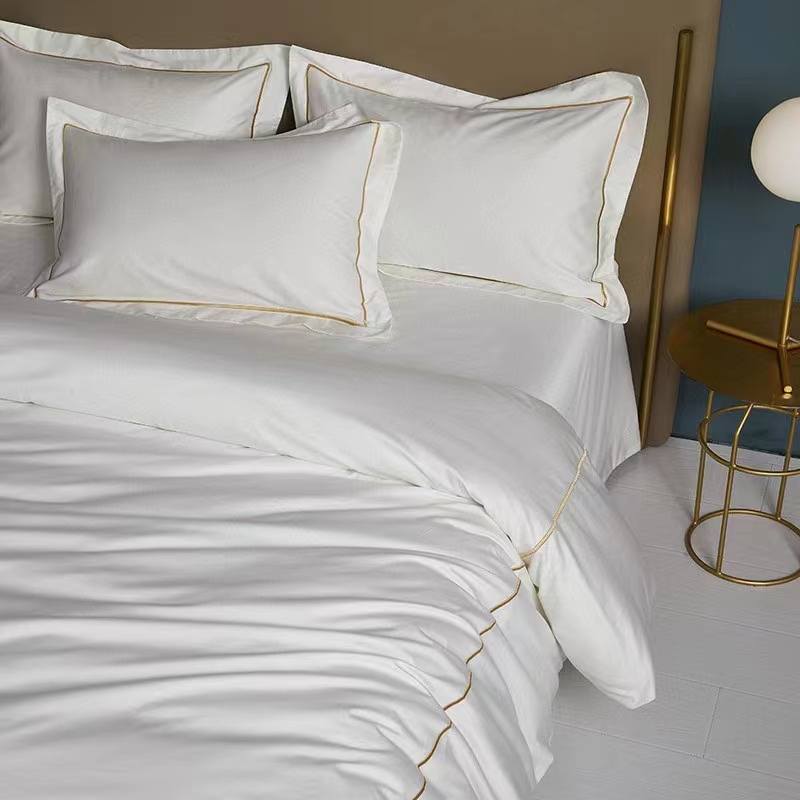 Jednoriadkové vyšívanie 100 % bavlna Biela 300TC Súprava posteľných obliečok na prikrývku Jednoriadkové vyšívanie 100 % bavlna Biela 300TC Súprava posteľných obliečok na prikrývku