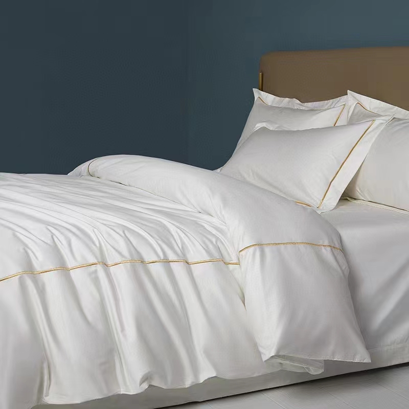 Jednoriadkové vyšívanie 100 % bavlna Biela 300TC Súprava posteľných obliečok na prikrývku Jednoriadkové vyšívanie 100 % bavlna Biela 300TC Súprava posteľných obliečok na prikrývku