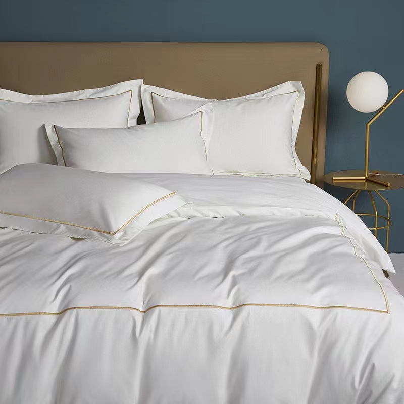 Jednoriadkové vyšívanie 100 % bavlna Biela 300TC Súprava posteľných obliečok na prikrývku Jednoriadkové vyšívanie 100 % bavlna Biela 300TC Súprava posteľných obliečok na prikrývku