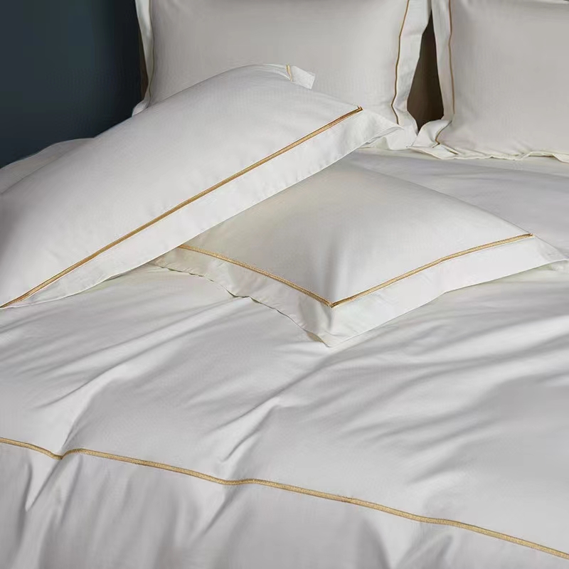 Jednoriadkové vyšívanie 100 % bavlna Biela 300TC Súprava posteľných obliečok na prikrývku Jednoriadkové vyšívanie 100 % bavlna Biela 300TC Súprava posteľných obliečok na prikrývku